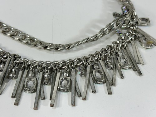 Mirina Collections Diem Statement Chains with Crystals Metal Tassel Necklace - Picture 9 of 10