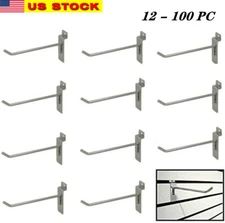 12-100 Slatwall Peg Hooks  Chrome Metal 4" Slat Grid Wall Display 6mm Dia.Tubing