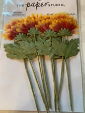 THE PAPER STUDIO BRIGHT ORANGE FLOWERS GREEN LEAVES 8PCS
