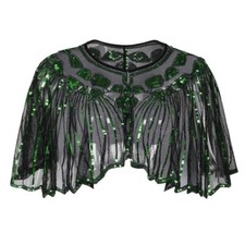 Damen Glänzend Pailletten Netz Strickjacke Offen Bolero Poncho Umhang Top Party