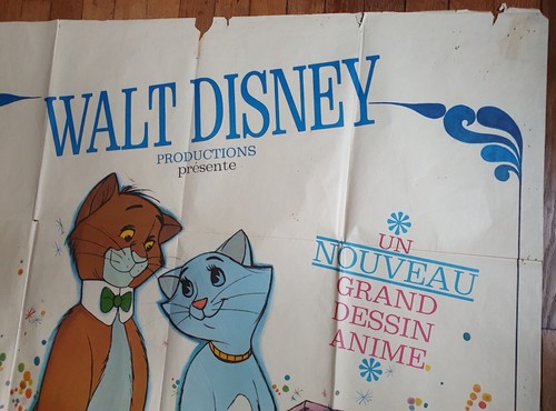 LES ARISTOCHATS WALT DISNEY 1970 ANCIENNE AFFICHE CINÉMA ORIGINALE 160 X 120 - Photo 4/11