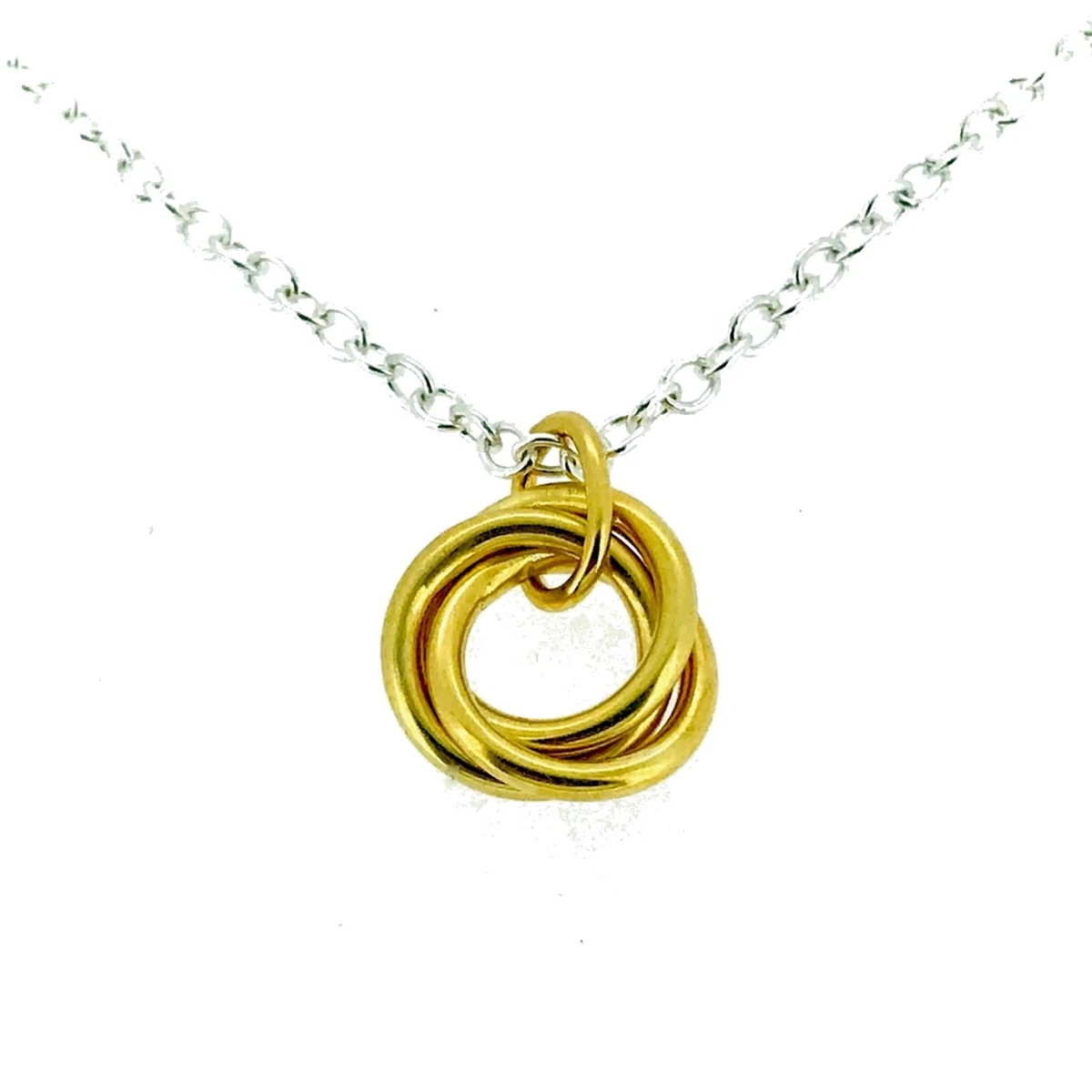 Mini Love Knot Russian Wedding Ring 18ct Gold Plated silver Pendant Necklace