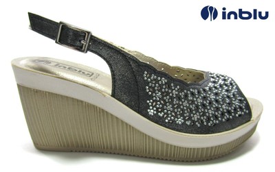 INBLU SANDALI DA DONNA ESTIVI CON CINTURINO E ZEPPA AS21 NERO | eBay
