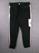 Reebok Pants Womens Large Black Joggers Causal Athleisure Logo Level Up Track