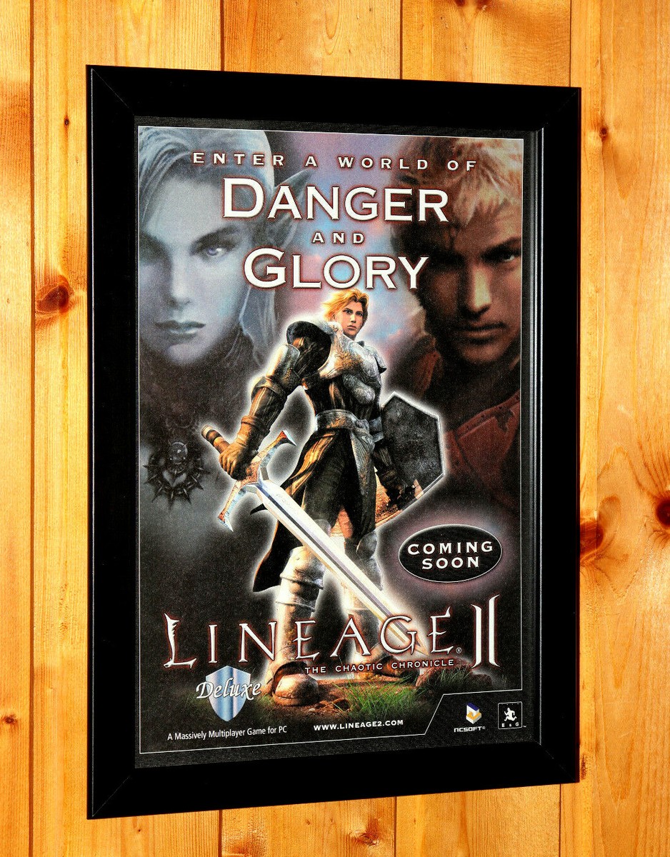 Lineage II 2 Old Rare Small Promo Poster / Ad Art Artwork Framed