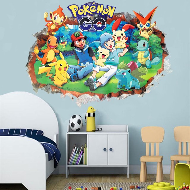 pokemon wall stickers 3d decals cartoon pikachu wallpaper posters