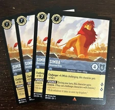 4x cards Disney Lorcana SIMBA Returned King `189/204 Playset