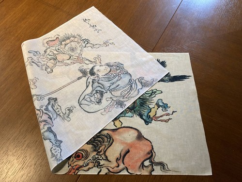 Kyosai Kawanabe Yokai & Oni Ukiyo-E Tenugui Towel Cotton 100 Made in Japan - Picture 4 of 4