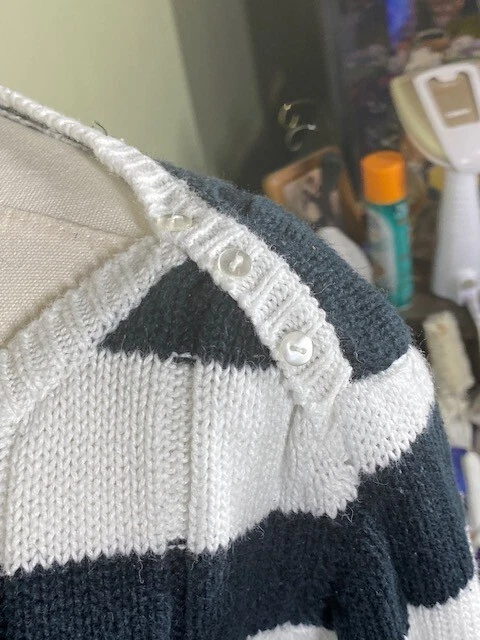 Женский свитер Chadwick's размер XL темно-синий белый в полоску вырез лодочка Academia опрятный - Изображение 4 из 4