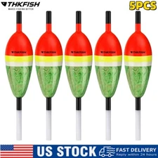 THKFISH 5PCS Bobbers for Fishing Buoyant Balsa Wood Body Slip Bobbers Floats US