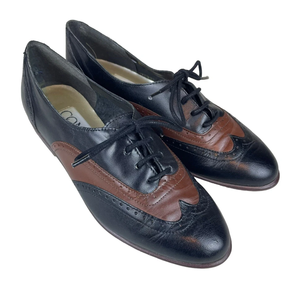 Vestido De Colección Connie Kurt Cuero Oxford Plano Para Mujer’s 6 B Marrón Negro Sin Cordones Brasil Foto 2 de 4