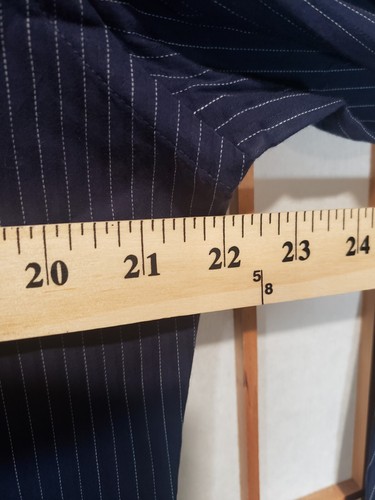 Express Fitted Stretch Cotton Button Up Dress Shirt Blue Striped Men's Large - Picture 3 of 6