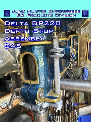 3D Prtd Delta Rockwell DP220 14  Drill Press Depth Stop Assembly Collar Lock Nut