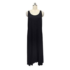 Eileen Fisher Black Rayon Lycra Sleeveless Scoop Neck Maxi Dress Relaxed Fit