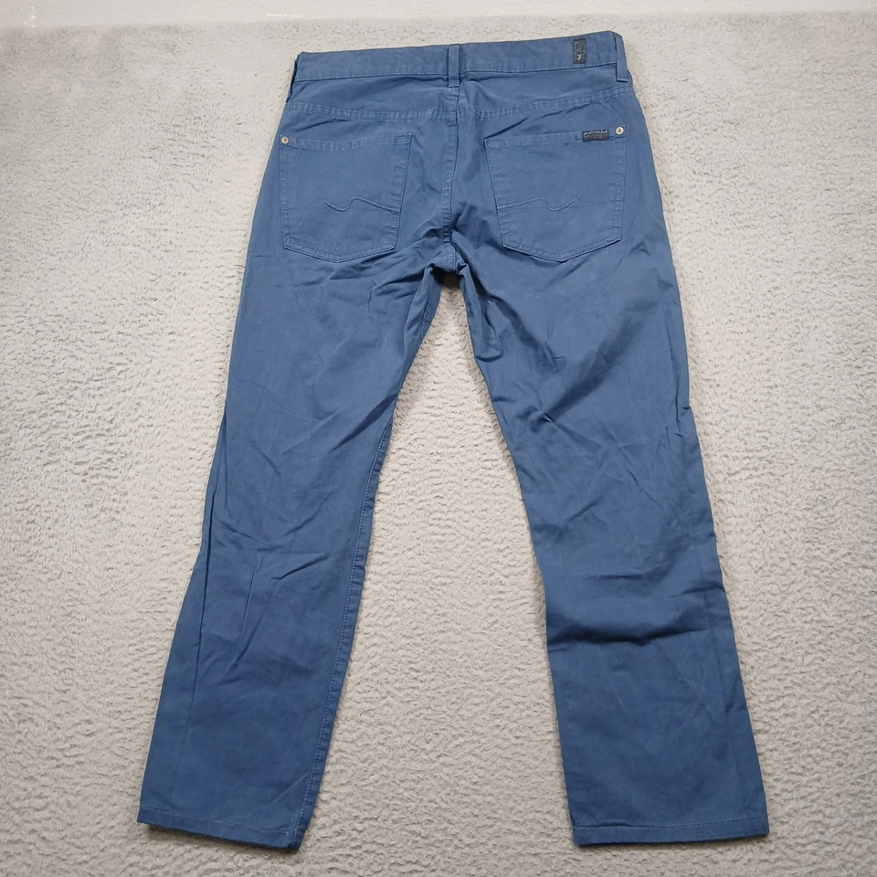 7 For All Mankind Blue Jeans Men 32x32 100% Cotton Straight Leg Made USA - Image 3 of 4