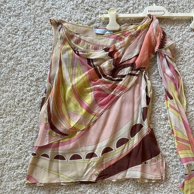 Emilio Pucci Silk Sleeveless Top Geometric Multicolor Pink