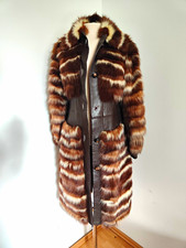 KUNZE Mannheim Vintage Skunk Fur Leather Coat XS Real Fur Skunk Fur Coat