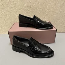 NEW! SARTO BY FRANCO SARTO Eden Studded Penny Loafers Black Size 7