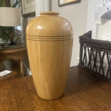 Vintage Hand Turned Spalted Beech Wood Vase Or Urn