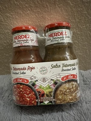Pack of 2- Herdez HOT Roasted Salsa Tatemada Roja & Tatemada Verde,2 -15.5oz jar