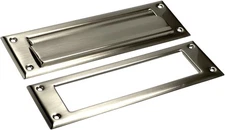QCAA Solid Brass Mail Slot, with Solid Brass Interior Frame, 10" x 3", Satin Nic