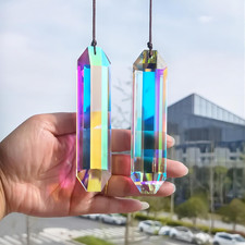 HDCRYSTALGIFTS 2PCS 5" Large Crystal Sun Catcher Prisms for Windows Indoor, AB C