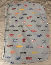 "Pottery Barn PB Teen" MLB Baseball Logos Blue FULL SIZE FITTED/ BOTTOM Sheet