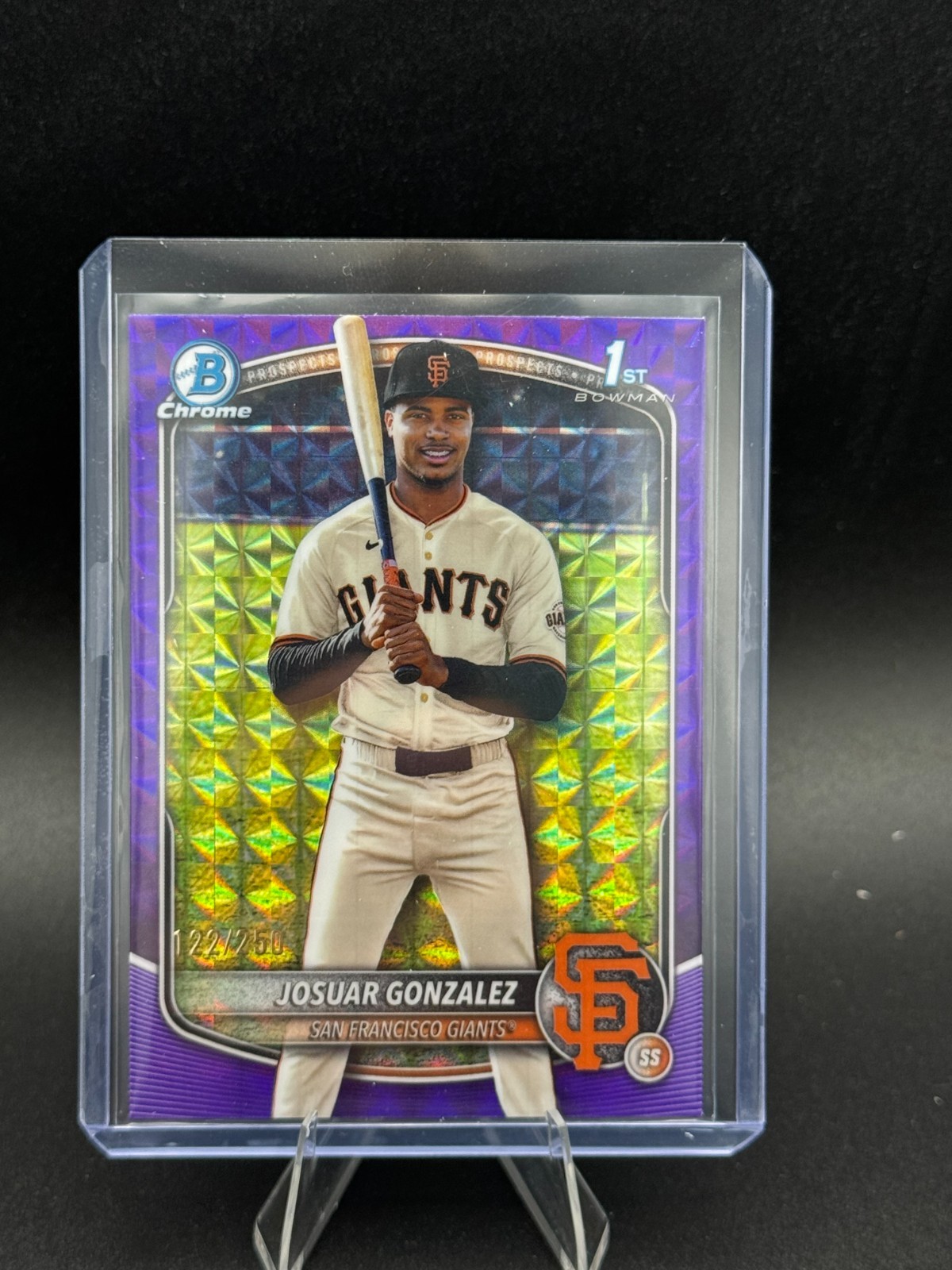 2025 Bowman Chrome Josuar Gonzalez True Purple /250 Refractor 1st Bowman Giants