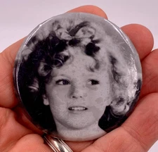 Vintage Hand Held Round Mirror with Shirley Temple image on reverse side - 2.25"