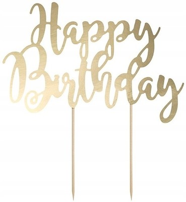 Happy Birthday Tortenaufsatz, gold, 22,5cm, 1 Stk.