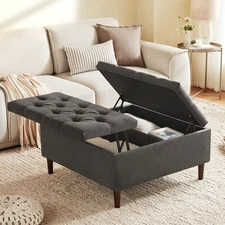 35 Inch Extra Large Storage Ottoman Coffee Table No Assembly Required Oversized