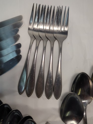 Interpur INR5 Edelstahl Besteck brüniert Perlenbesatz 28 Teile 5 komplette Sets - Bild 5 von 12
