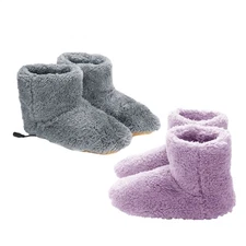 Electric Foot Warmer 1 Pair Heated Boots USB Plug-in Plush Foot Heater Shoes