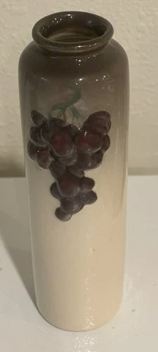Antique Weller Pottery Floretta Vase w/ Grapes High-Gloss Impressed Floretta Wel
