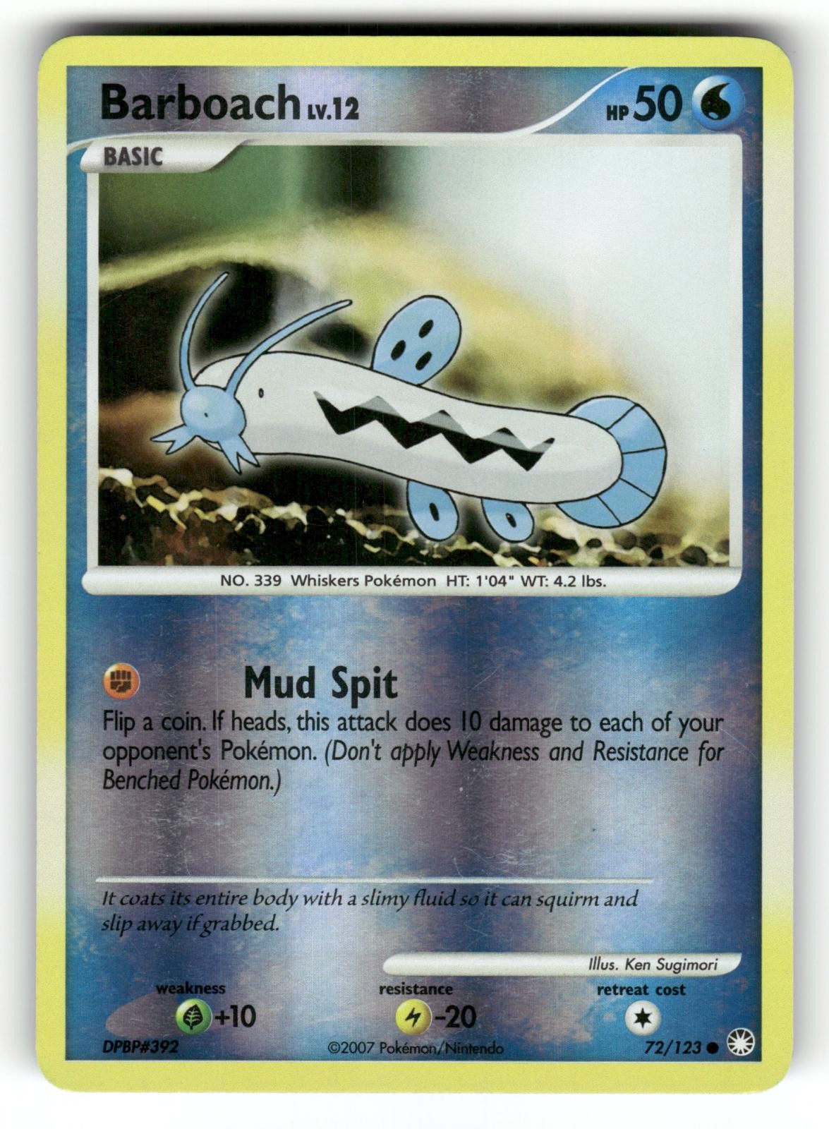 Barboach LP 72/123 Reverse Holo Mysterious Treasures Pokemon Common
