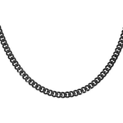 Mens Chains Necklaces 7mm 18 Inch Long Stainless Steel Chain Necklace, Black