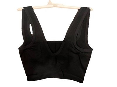 Colsie  Black Wireless Pullover Sports Bra Wide Strap Athletic Top for Women