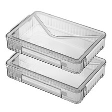 2 Pack Clear Plastic File Boxes w/Latching Lids, Stackable A4 Storage   White...