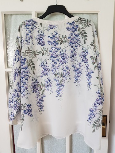 MONSOON chiffon short sleeve floral blouse oversized relaxed fit size 16-18 - Picture 14 of 15