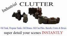 HO scale Industrial CLUTTER Piles with detailing galore for your railroad scenes