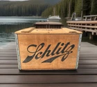 Vintage Schlitz Lager X Wood Wooden Beer Crate w/ Hinged Lid