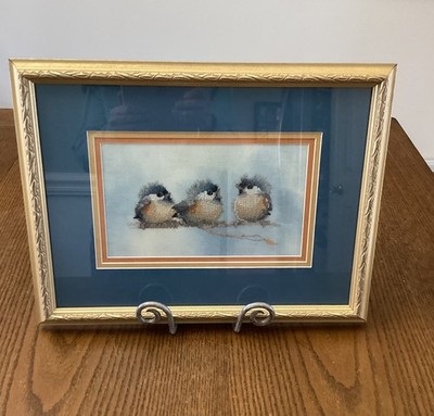 Complete Framed Cross Stitch Picture Sitting Pretty Valerie Pfeiffer Dyed Cloth