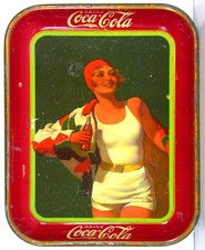 1930 COCA-COLA TIN LITHOGRAPH ADVERTISING TRAY BATHER GIRL COKE SERVING TRAY