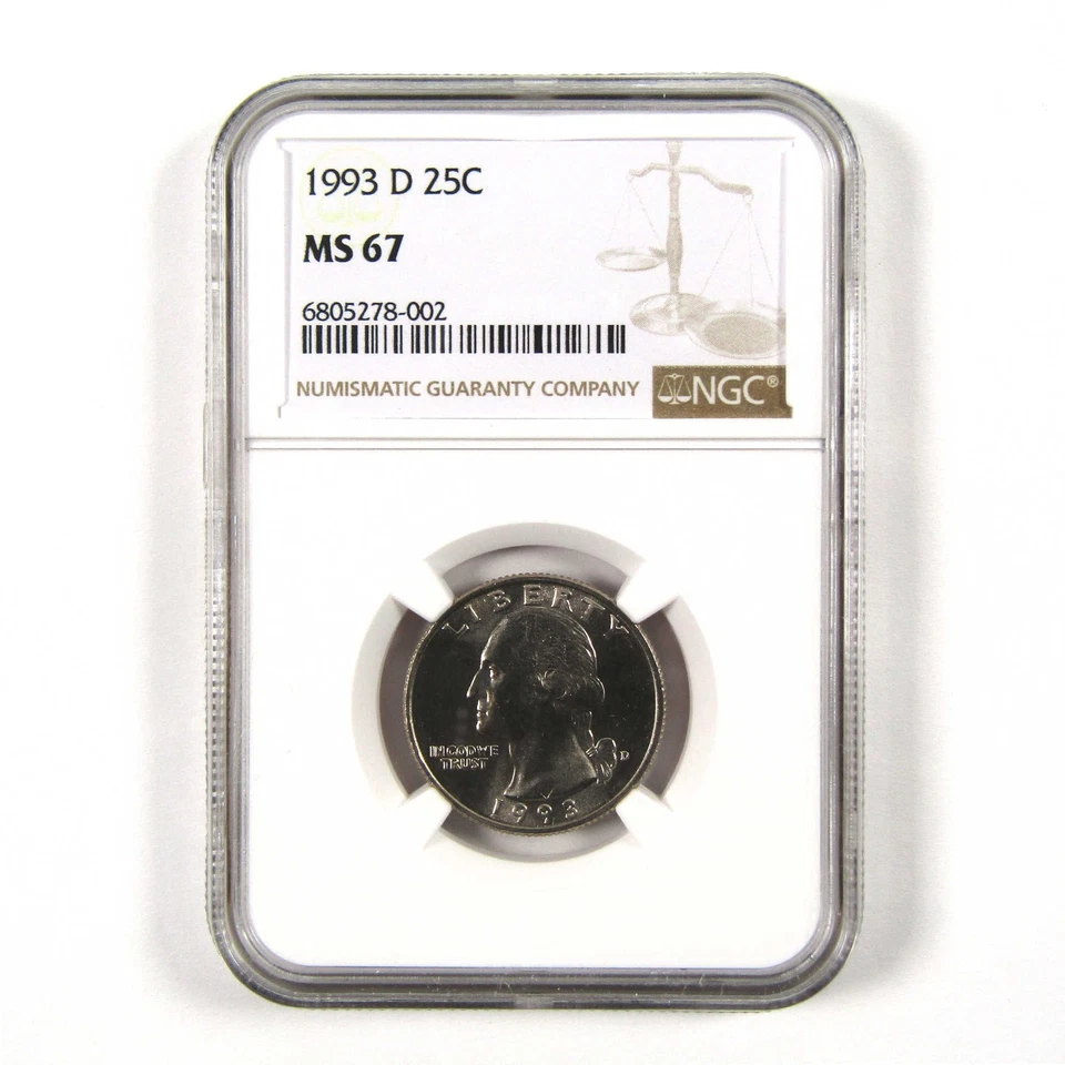 D Washington Quarter 1993 MS 67 NGC revestido 25c sin circular SKU: I9593