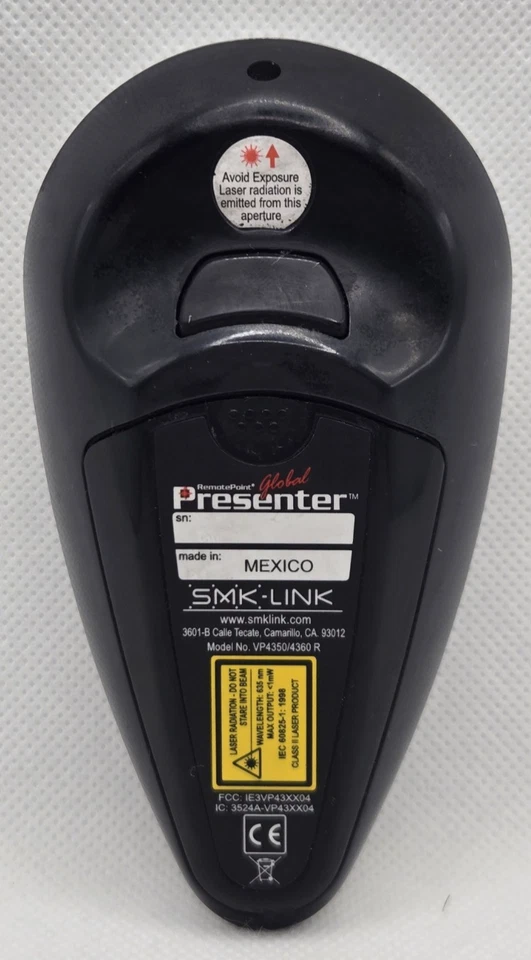 SMK LINK RemotePoint Global Presenter VP4350 VP4360 Inalámbrico SOLO REMOTO Probado Foto 3 de 4
