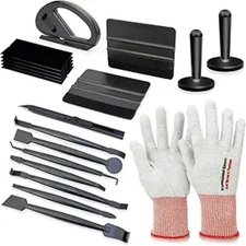 Vinyl Wrap Tool Kit: 7-Piece Car Wrap Installation Tools with Gloves, Wrap Black