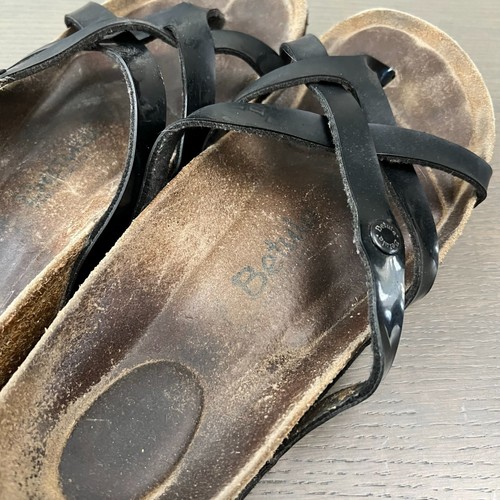 Sandali Birkenstock Betula Vinja 42 10 neri in morbida pelle punta scorrevole passante - Foto 3 di 5