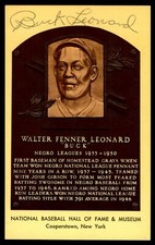 Buck Leonard Hall of Fame HOF Plaque Postcard Auto Autograph JSA
