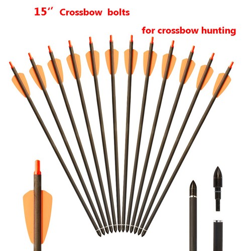 6/12Pcs 15'' Bolts Carbon Arrows Archery Hunting Arrow & Screw-in Tips - Picture 8 of 33