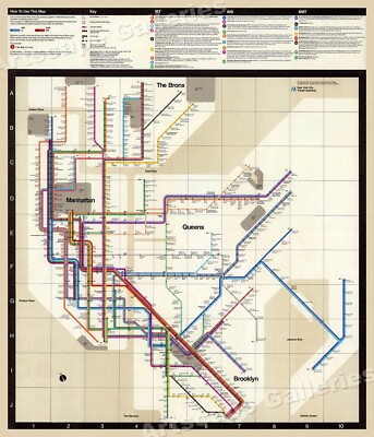 #ad NYC Subway Map 1972 MTA Historic Map 16x20 $13.95